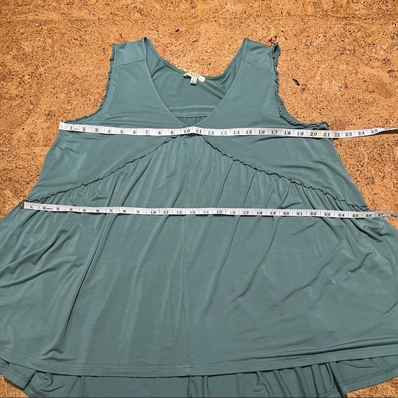 Kori America Jersey Knit Babydoll Sleeveless Ruffle Trim Top Sz L - Picture 9 of 10